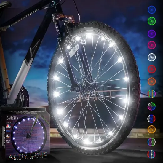 Activ Life LED Bike Wheel Lights with Batteries Included, Get 100% Brighter and Visible from All Angles for Ultimate Safety & Style (1 Tire Pack, White) {1}