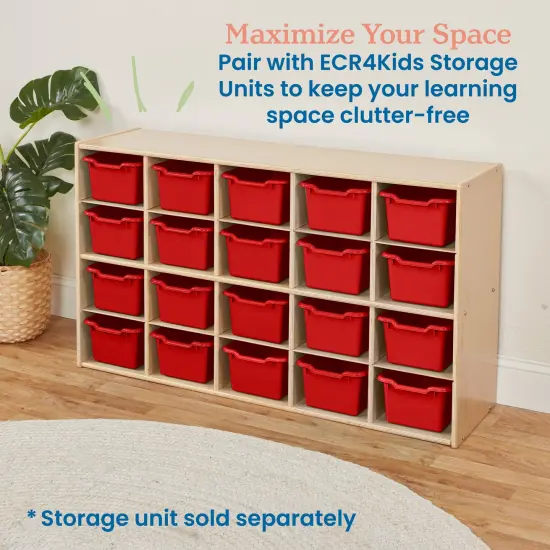 Scoop Front Storage Bins, Multipurpose Organization, 20-Pack Red {5}