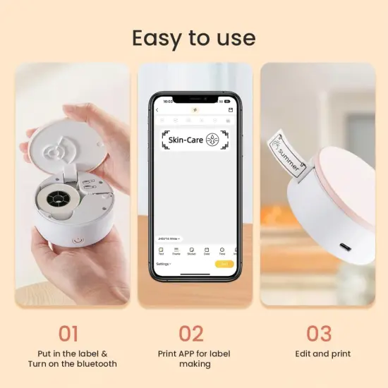 vretti&reg; HP3 Portable Thermal Mini Label Printer Machine Maker with Tape {3}