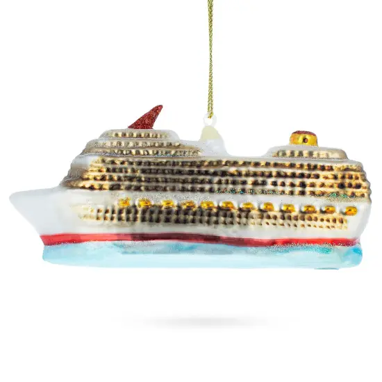 Cruise Ship Glass Christmas Ornament {1}