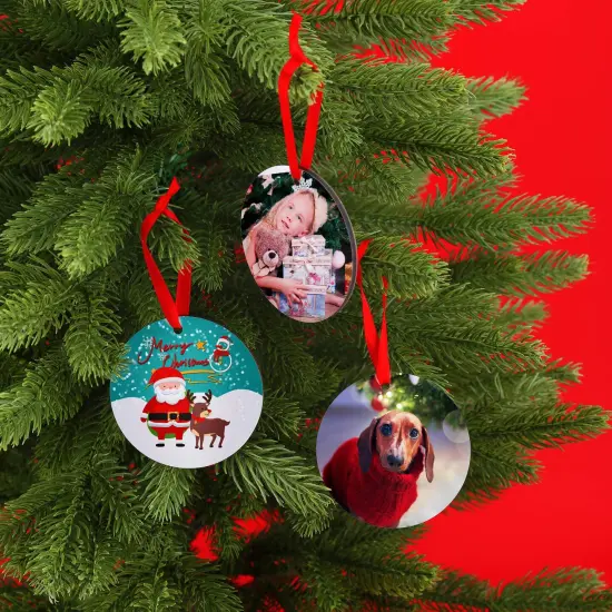 20 Pieces Blank Sublimation Pendants, Customized MDF Blank Disc Round Halloween Christmas Ornaments DIY Decoration Supplies {4}