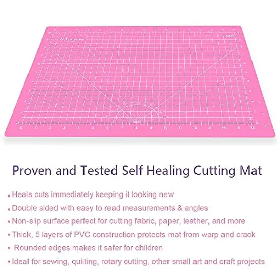 18"x12" Thickened Self Healing Cutting Mat, A3 Rotary Cutting Sewing Mat for Crafts, Double Sided 5-Ply Table Cutting Board for Fabric Quilting Art Hobby Project, Pink/Purple {3}