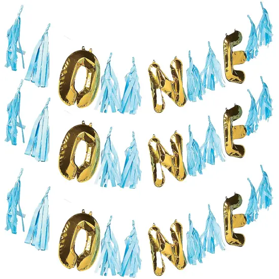 1st Birthday Blue Mylar Balloon Garland - 6 ft. x 10 {3}