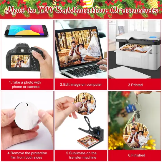 35 PCS Sublimation Ornament Blanks, Round Blank Sublimation Ornaments Sublimation Christmas Ornament Blanks for Christmas Tree Décor, DIY Handmade Crafts(2.76 inches) {4}