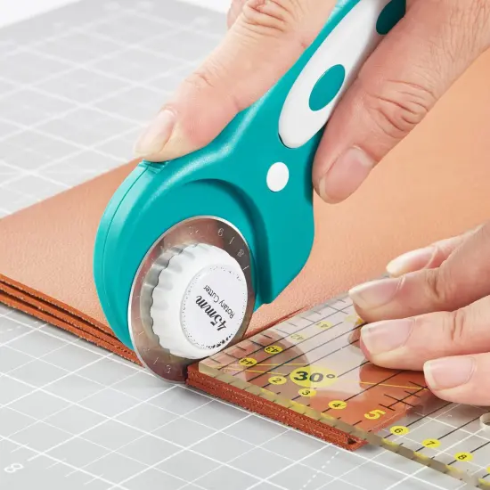 45mm Rotary Cutter with 5pcs Extra Blades, Ergonomic Handle Rolling Cutter with Safety Lock for Fabric, Leather, Crafting, Sewing, Quilting, Fabric Rotary Cutter Perfect for Left & Right Hand (Green) {4}