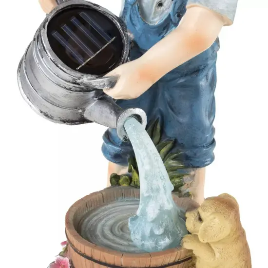 Solar Outdoor LED Light and Battery Operated Statue for Garden Patio Boy {2}