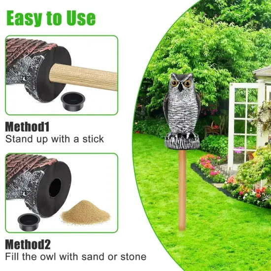 Realistic Owl Decoy Protect Garden Yard Pest Repellent Birds Scarecrow Outdoor {3}