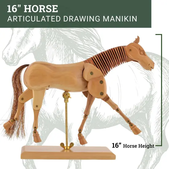 Wooden 16" Horse Artist Drawing Manikin Articulated Mannequin {2}