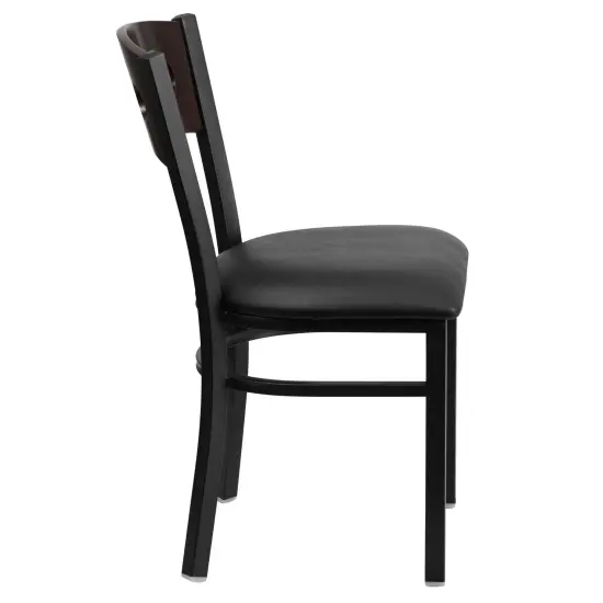 Emma and Oliver Decorative 3 Circle Back Metal Restaurant Dining Chair Walnut/BlackVY/Black {4}