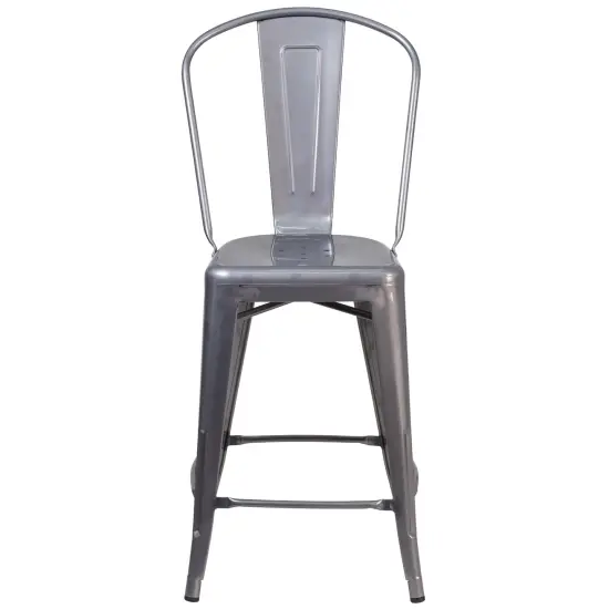 Merrick Lane Geralt Modern Stool with Powder Coated Metal Frame for Indoor Use Clear Coated {2}