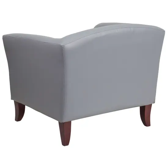 Emma and Oliver LeatherSoft Living Room/Reception Chair with Cherry Wood Feet Gray {4}