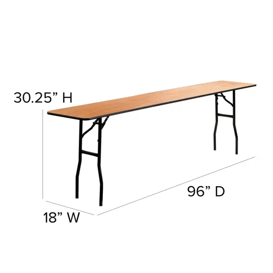 Emma and Oliver 8-Foot Rectangular Wood Folding Training / Seminar Table with Smooth Clear Coated Finished Top Natural {5}