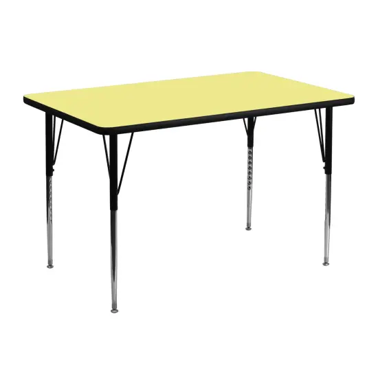 Emma and Oliver 30x48 Rectangle Laminate Adjustable Activity Table Yellow {1}