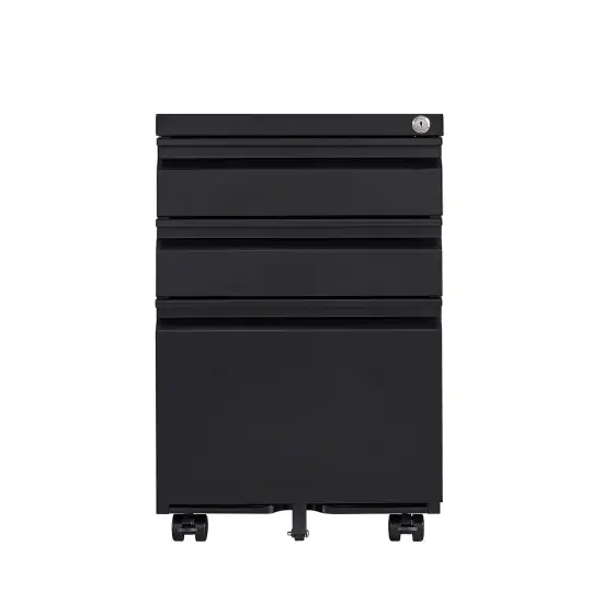 3 Drawer Mobile Locking File Cabinet, Rolling Filing Cabinet for Letter/A4 Size With 5 Wheels {1}