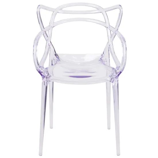 Emma and Oliver Transparent Fluid Style Stacking Side Chair Clear {3}