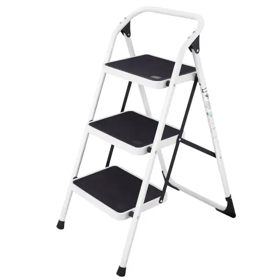 Folding 3-Step Ladder with Handgrip and Anti-Slip Platform {1}