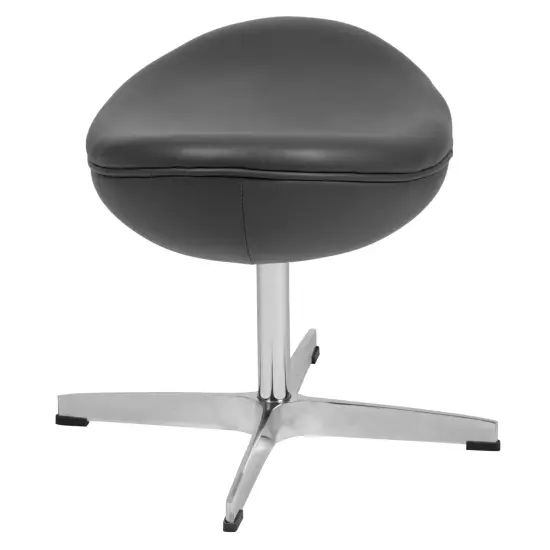 Merrick Lane Olwen Saddle Wing Ottoman Modern Footrest with Metal Base White LeatherSoft {9}