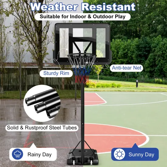 Portable Basketball Hoop with 8 to 10 Feet 5-Level Height Adjustable {6}