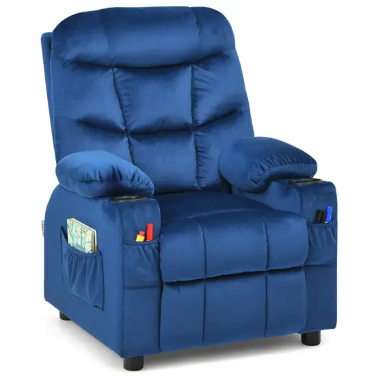Kids Recliner Chair with Cup Holders Suitable for Children's Room, Living Room and Bedroom Black {8}