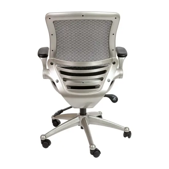 Emma and Oliver Mid-Back Transparent Mesh Executive Swivel Office Chair with Flip-Up Arms BlackMesh/Graphite {4}