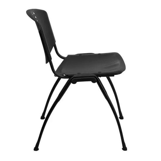 Emma and Oliver 880 lb. Capacity Plastic Stack Chair with Oval Cutout Back Black {5}