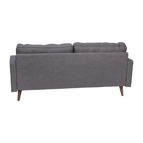 Emma and Oliver Holden Upholstered Mid-Century Modern Pocket Spring Sofa with Wooden Legs and Removable Back Cushions Dark Gray {4}