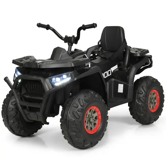 12 V Kids Electric Four Wheeler with 2 Powerful Drive Motors and Wear-Resistant Wheels Black {3}