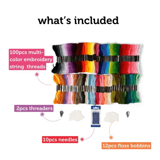 Incraftables Embroidery Thread for Bracelets 100pcs. Embroidery Floss for Friendship Bracelets String Making. Embroidery Floss Kit w/ Needles, Threaders & Yarn Tools. Best Cross Stitch Rainbow Skeins {3}