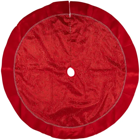 Northlight 48" Red Glittered Swirl Christmas Tree Skirt {3}