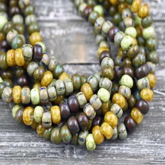 *25* 31/0 Aged Tribal Striped Picasso Mix Seed Beads {3}