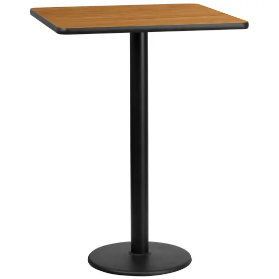 Emma and Oliver 30" Square Laminate Table Top with 18" Round Bar Height Table Base Walnut {4}