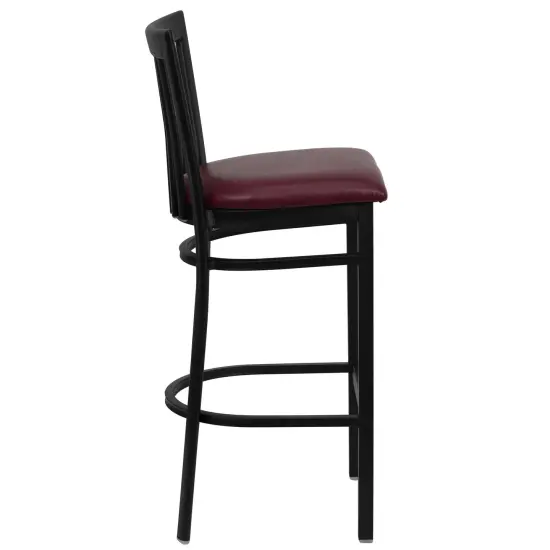 Emma and Oliver 2 Pack School House Back Metal Restaurant Barstool Mahogany/BlackMetal {9}