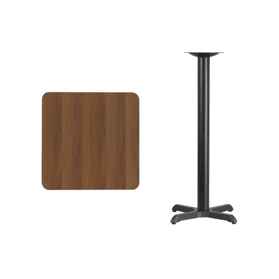 Emma and Oliver 24" Square Laminate Table Top with 22"x22" Bar Height Table Base Walnut {3}