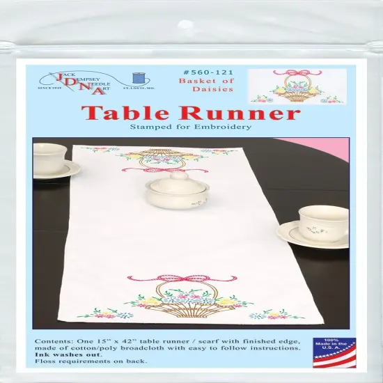 Jack Dempsey Stamped Table Runner/Scarf 15"X42"-Basket Of Daisies {1}
