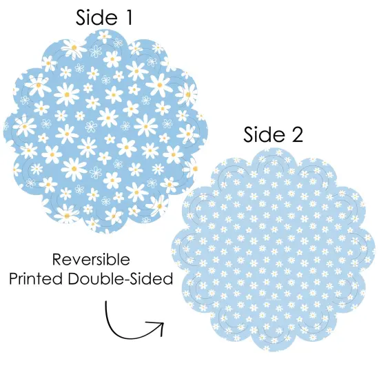 Big Dot of Happiness Blue Daisy Flowers - Floral Party Round Table Decorations - Paper Chargers - Place Setting For 12 {6}