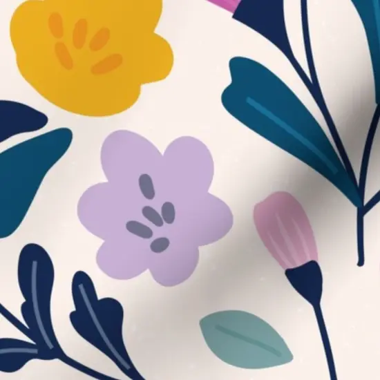 Various Fabrics by the Yard or Fat Quarter Crocus Bloom Whimsical Floral Modern Garden Botanical Purple Yellow Large Scale Custom Printed Fabric by Spoonflower {7}