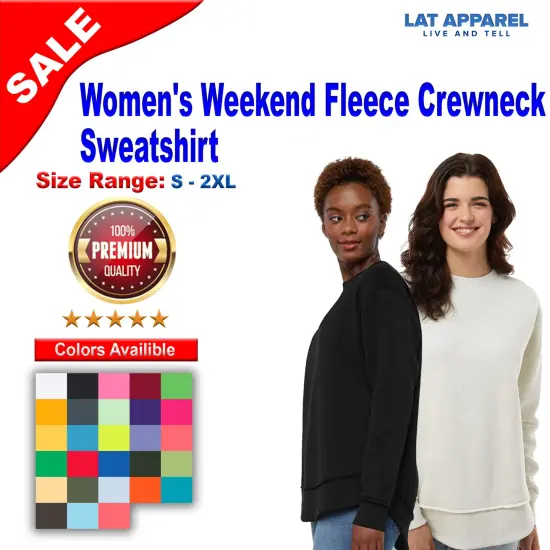 LAT&reg; Women's Weekend Fleece Crewneck Sweatshirt Black {2}