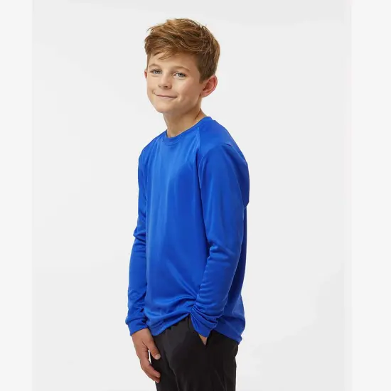Paragon&reg; Youth Long Islander Performance Long Sleeve T-Shirt Aqua blue {7}
