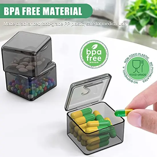 30 Pack Plastic Stackable Organizer Container with Lids, Mini Containers for Beads, Glitter, Slime, Paint or Seed Storage - Black (Black) {5}