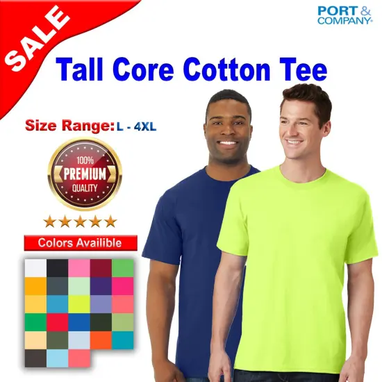 Port & Company&reg; Tall Core Crew Neck Short Sleeve Cotton Tee Shirt White {2}