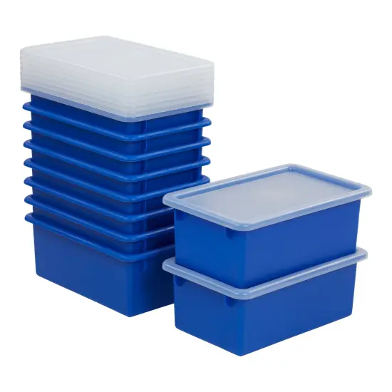 Cubby Storage Bin with Lid, Multipurpose Organization, 10-Pack Blue {1}