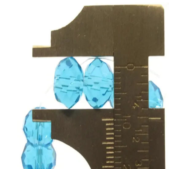 33 10mm x 8mm Sky Blue Faceted Rondelle Glass Beads {5}
