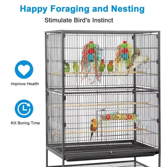 3Pcs Bird Chewing Toy Parrot Cage Foraging Shredder Toy Hanging Loofah Safe Play {3}