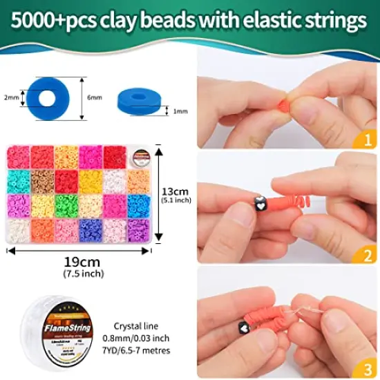 6000+ Multi-Colored Clay Beads Kit, Clay Beads for Bracelet Making, Clay Beads for Jewelry Making. {1}