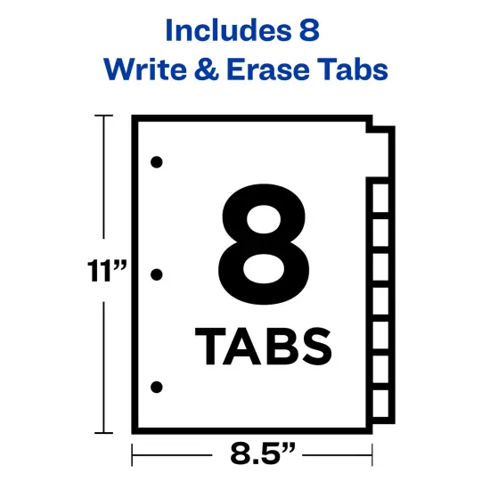 Avery Big Tab Write & Erase Dividers, 8 White Tabs, 1 Set (23078) - 48 Pack {3}