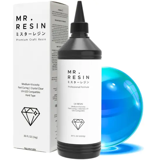 Mr.Resin&trade; Original Craft UV Resin 36oz (1kg) Crystal Clear Hard Type UV Resin for Jewelry Making, Rock Painting & More {1}