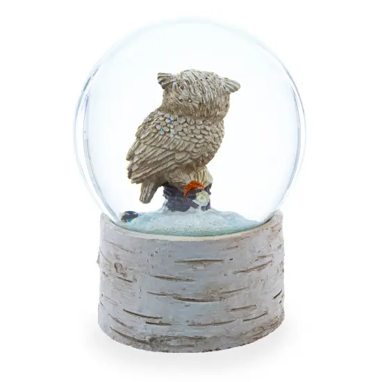 Owl Perched on Tree Branch Musical Water Snow Globe {6}