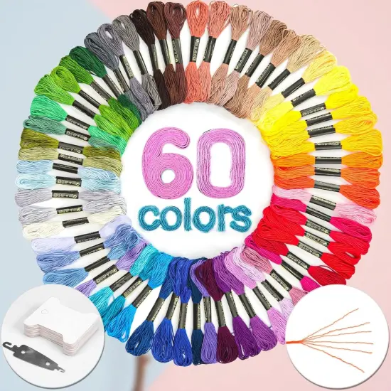 Embroidery Floss 60 Skeins per Pack for Cross Stitch Threads,Embroidery Thread for Friendship Bracelet Making,Embroidery String for Craft {2}