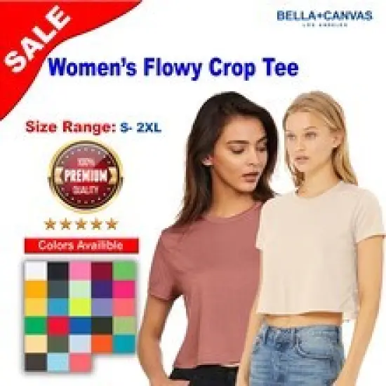 BELLA + CANVAS&reg; Women&rsquo;s Crewneck Short Sleeve Flowy Crop Tee White {3}