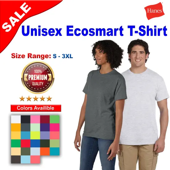 Hanes&reg; Unisex Ecosmart Short Sleeve Crew-Neck T-Shirt White {2}